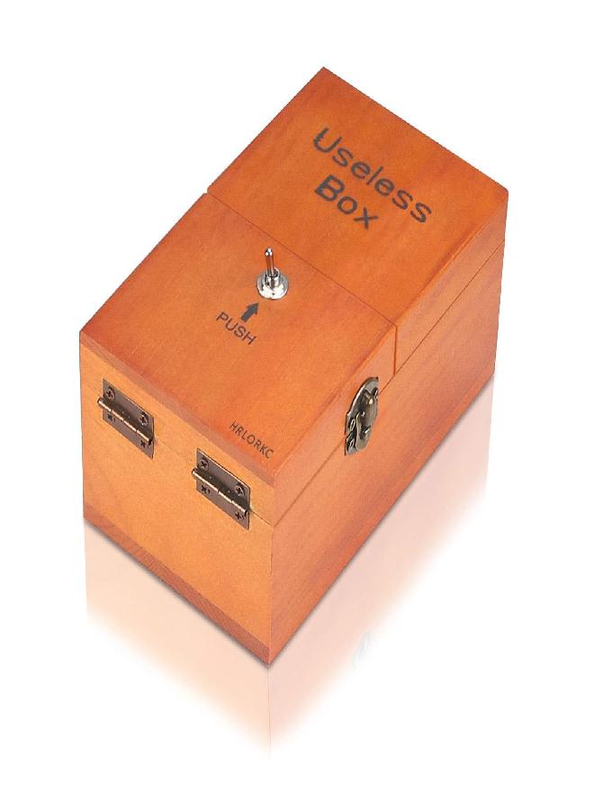 HRLORKC HRLORKC Useless Box with Surprises Wooden Useless Box Fully Assembled Toy for Adults and Children  - Image 1