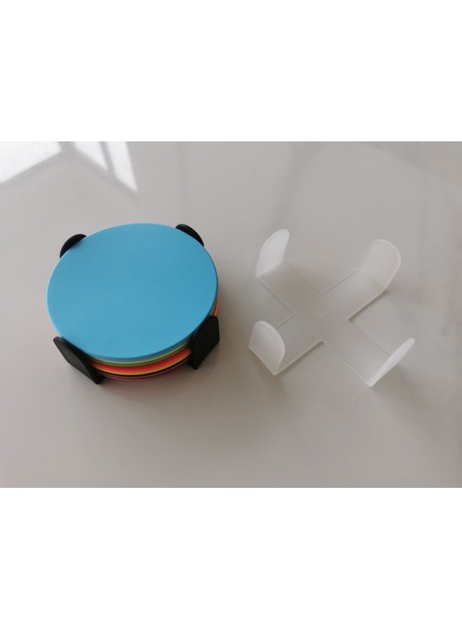 Creative Simple Style Candy Colored Silicone Round Cup Mat Waterproof Splash Proof Heat Insulation Tea Cup Mat Logo Printing-Color:Translucent Plastic Seat-Specifications:Both Sides Of The Plane 100mm * 0.75mm - Image 1