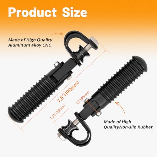 OUMURS Foot Pegs For Motorcycles For 1" Crash Bar Foot Pegs 1.25" 1 1/4" Engine Guard U-Clamp Footpegs Universal Black Compatible With Harley Sportster 883 1200 Bad Boy Heritage Softail Flst Fxst Fxrt - Image 2