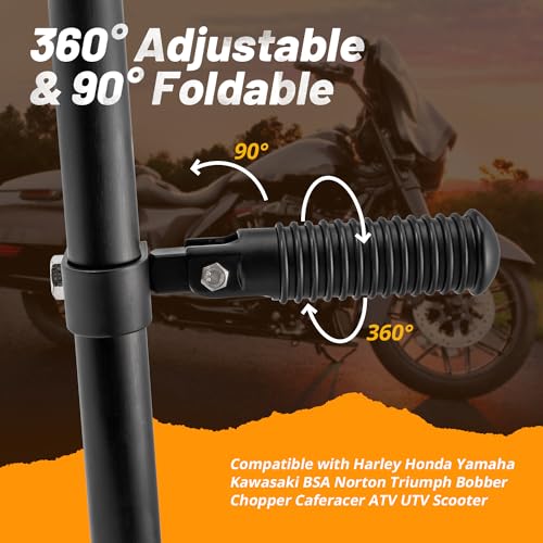 OUMURS Foot Pegs For Motorcycles For 1" Crash Bar Foot Pegs 1.25" 1 1/4" Engine Guard U-Clamp Footpegs Universal Black Compatible With Harley Sportster 883 1200 Bad Boy Heritage Softail Flst Fxst Fxrt - Image 5