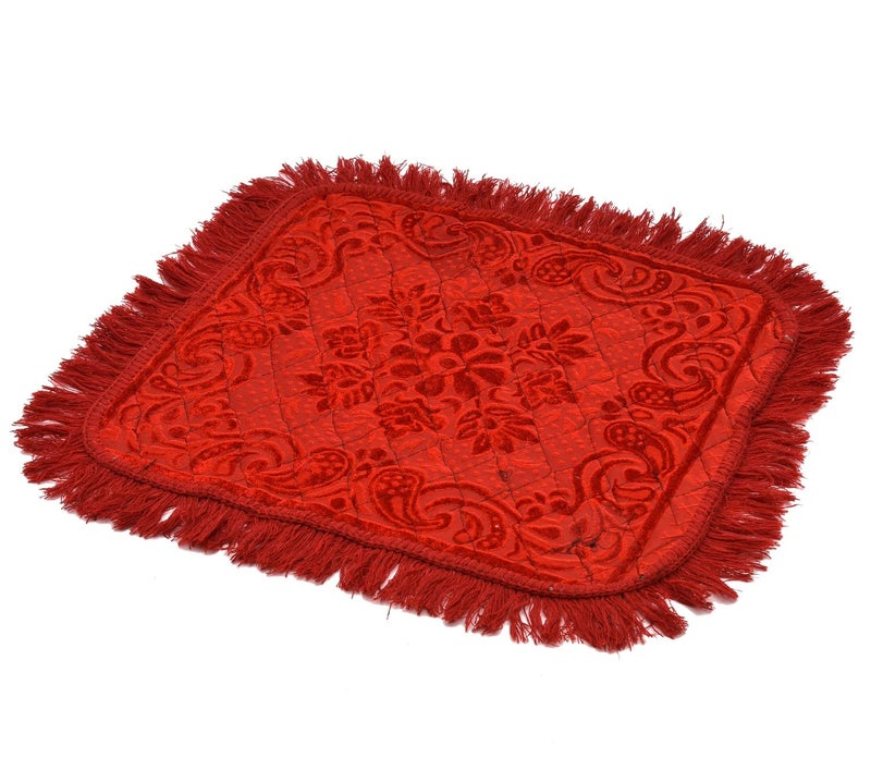 RRC Velvet Prayer Aasan Pooja Meditation Multipurpose Velvet Rug Mat Set 2 Piece20X20Inches Velvet Asan - Image 4