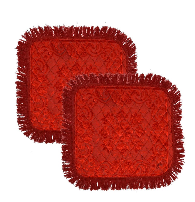 RRC Velvet Prayer Aasan Pooja Meditation Multipurpose Velvet Rug Mat Set 2 Piece20X20Inches Velvet Asan - Image 1