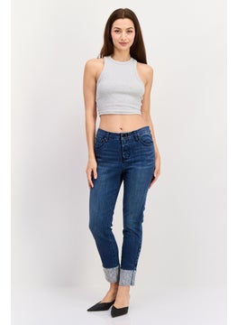 Seven 7 Women Skinny Fit Washed Stretchable Jeans, Navy Blue  - Image 3