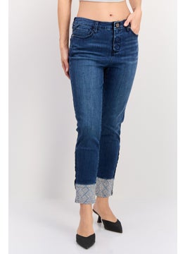 Seven 7 Women Skinny Fit Washed Stretchable Jeans, Navy Blue  - Image 1