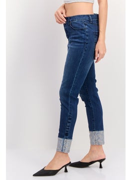Seven 7 Women Skinny Fit Washed Stretchable Jeans, Navy Blue  - Image 4