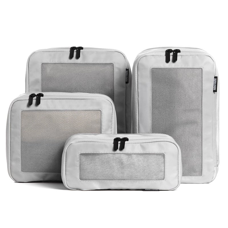 Aerotrunk Compression Packing Cubes for Travel - Luggage Organizer Bags - Double Zipper Packing Cubes for Suitcases (4-Pack, Light Grey) - Image 1
