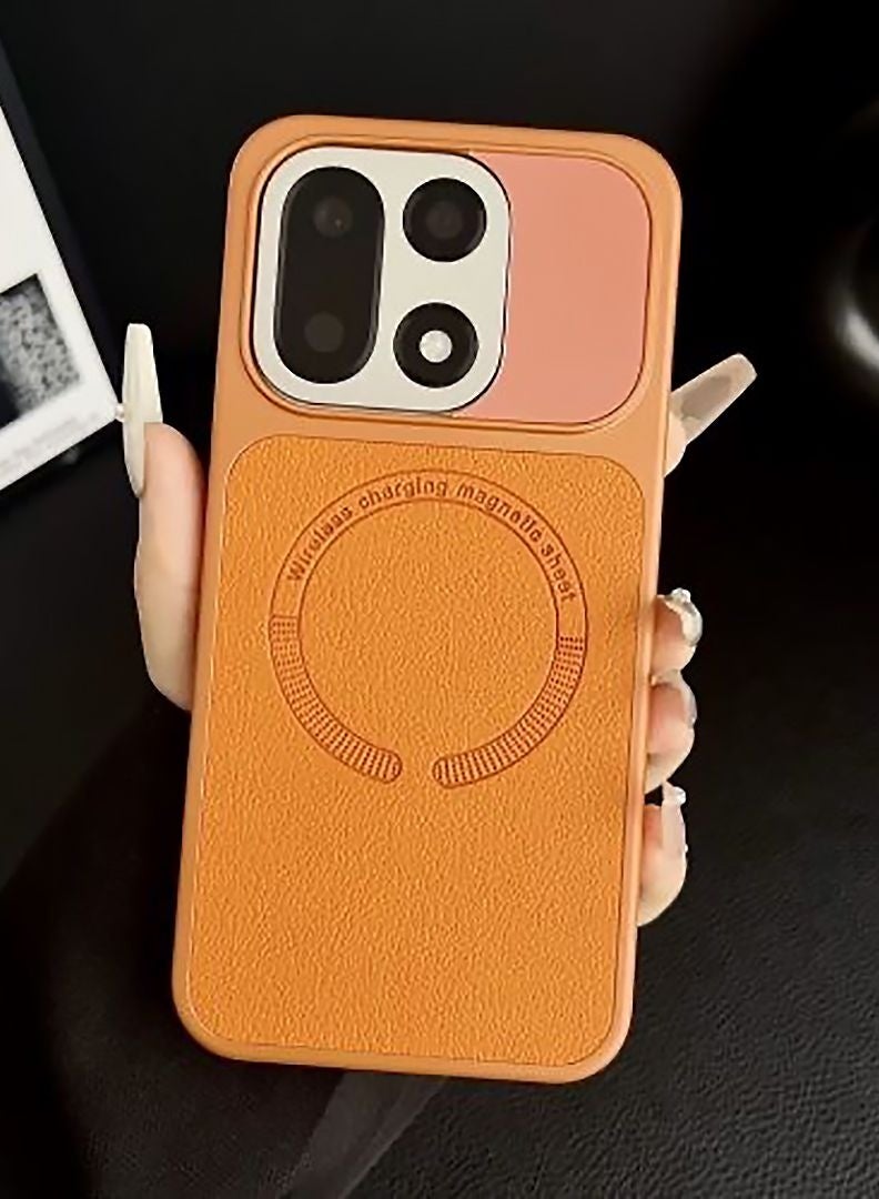 Compatible with Oneplus 15 back Case cover,High end, Business style, Skin friendly lychee pattern splicing design, Supports magnetic charging, PC hard shell