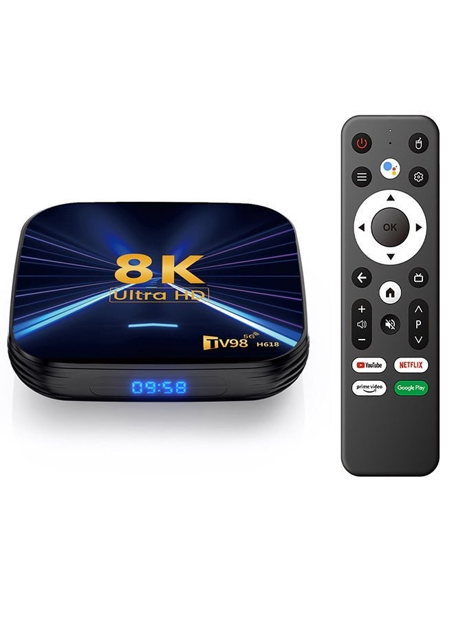 تلفزيون صندوق تلفاز يعمل بنظام أندرويد 14، واي فاي 6، 8K، BT5.0، Allwinner H618، مشغل وسائط عالي الدقة رباعي النواة، تحكم صوتي، 5G، واي فاي مزدوج، جهاز استقبال ذكي - Image 1