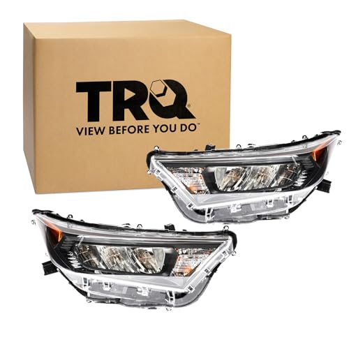 TRQ Driver & Passenger Side Headlight Assembly Set Headlights Driver & Passenger Side Compatible with 2019-2022 Toyota RAV4 TO2502274 TO2503274 - Image 1