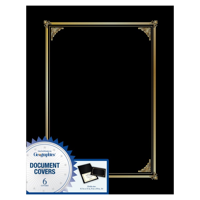 Geographics Classic Linen Certificate/Document Covers, 12.5â€ x 9.75â€, Black (6 Pack) - Image 1