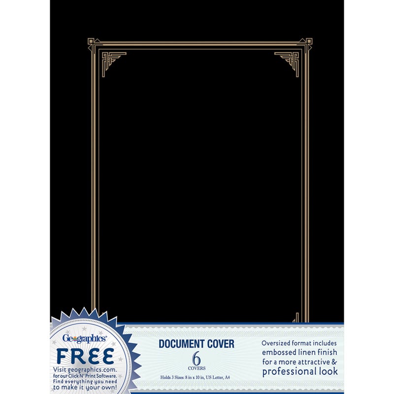 Geographics Classic Linen Certificate/Document Covers, 12.5â€ x 9.75â€, Black (6 Pack) - Image 4