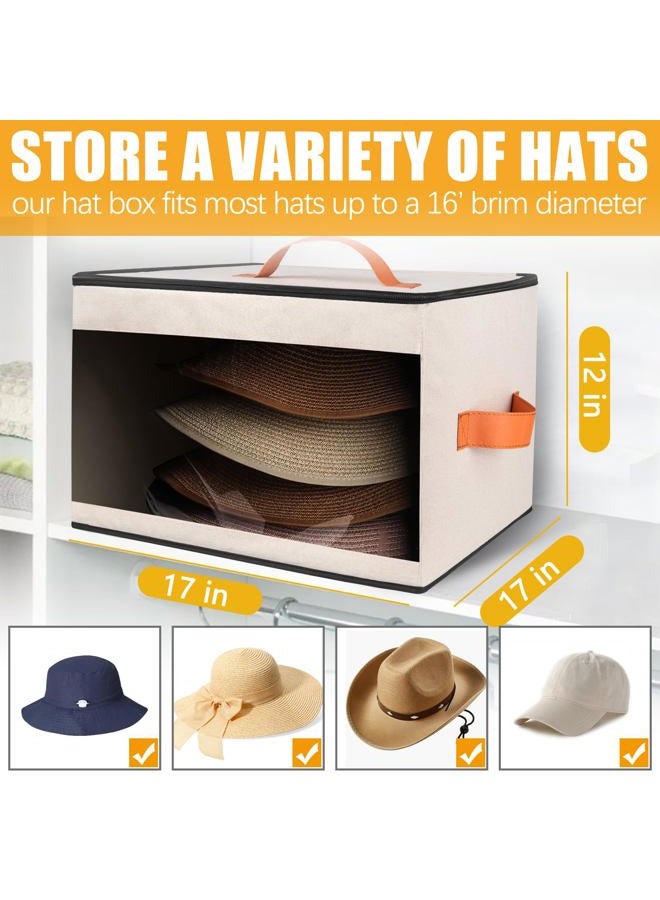 kushon Upgraded Hat Storage Box for Women & Men,Closet Hat Boxes Organizer Bag with Dustproof Lids,Cowboy Hat Box,Hat Carrier Case For Travel（beige） - Image 4
