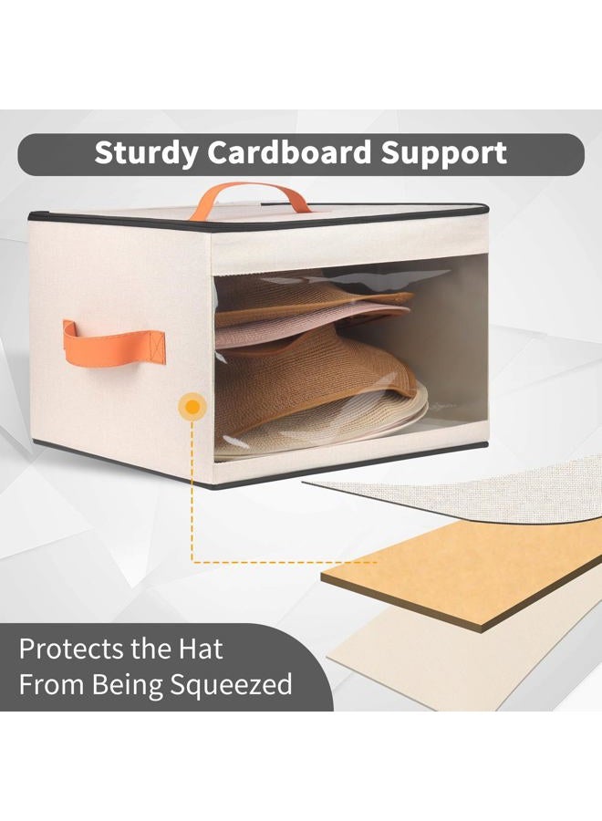 kushon Upgraded Hat Storage Box for Women & Men,Closet Hat Boxes Organizer Bag with Dustproof Lids,Cowboy Hat Box,Hat Carrier Case For Travel（beige） - Image 2