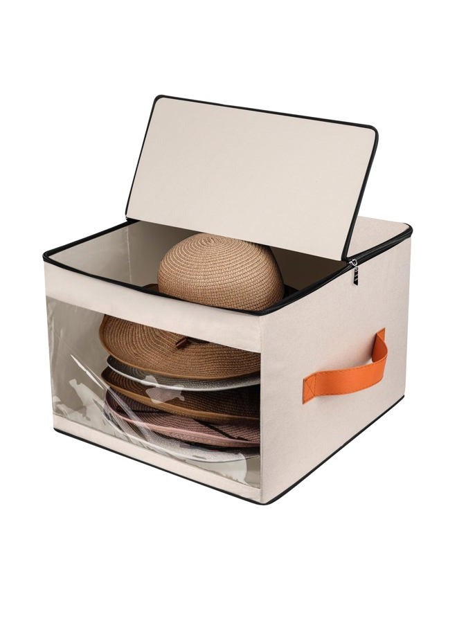 kushon Upgraded Hat Storage Box for Women & Men,Closet Hat Boxes Organizer Bag with Dustproof Lids,Cowboy Hat Box,Hat Carrier Case For Travel（beige） - Image 1