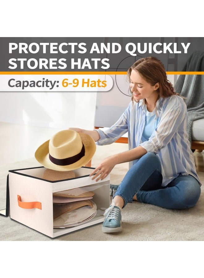 kushon Upgraded Hat Storage Box for Women & Men,Closet Hat Boxes Organizer Bag with Dustproof Lids,Cowboy Hat Box,Hat Carrier Case For Travel（beige） - Image 3