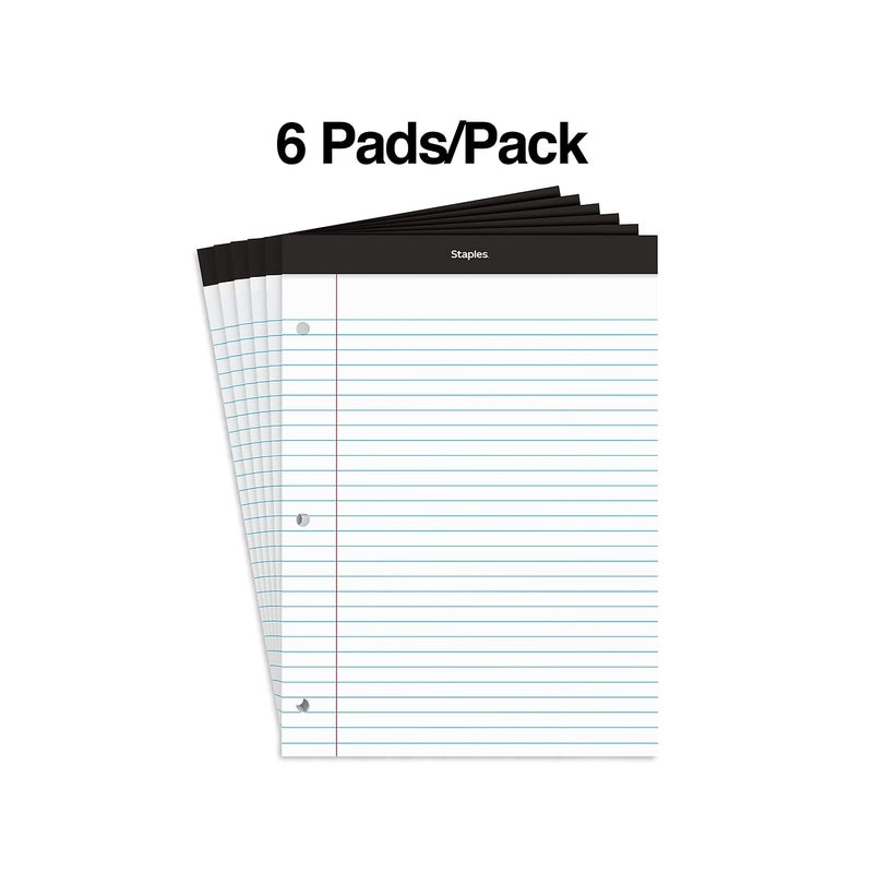 STAPLES Notepads 85 x 1175inch Wide Ruled White 100 Sheet Pad ST57350VS  Two Packs of 6 Pads Total - Image 2