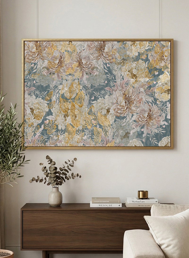 LOWHA Canvas Wall Art Stretched Over Wooden Frame with Gold Floating Frame and Abstract Design - Image 3