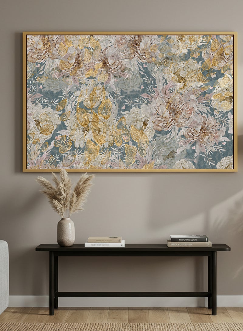 LOWHA Canvas Wall Art Stretched Over Wooden Frame with Gold Floating Frame and Abstract Design - Image 1