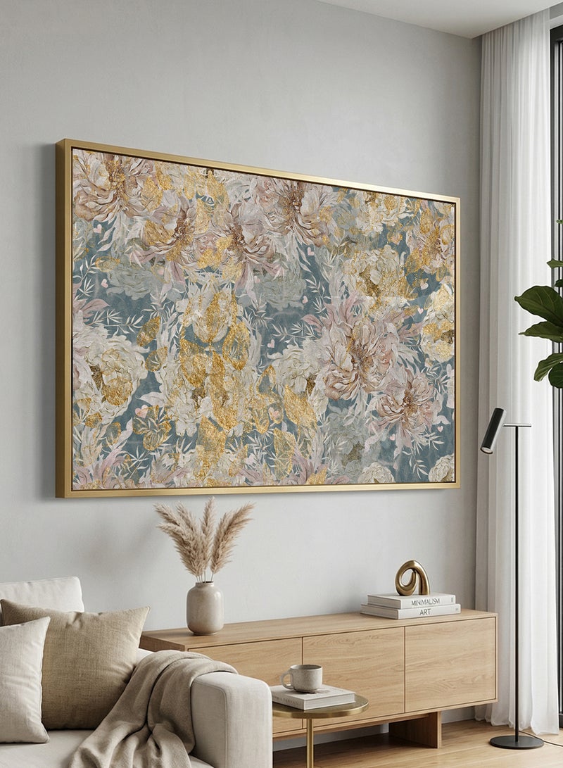 LOWHA Canvas Wall Art Stretched Over Wooden Frame with Gold Floating Frame and Abstract Design - Image 2