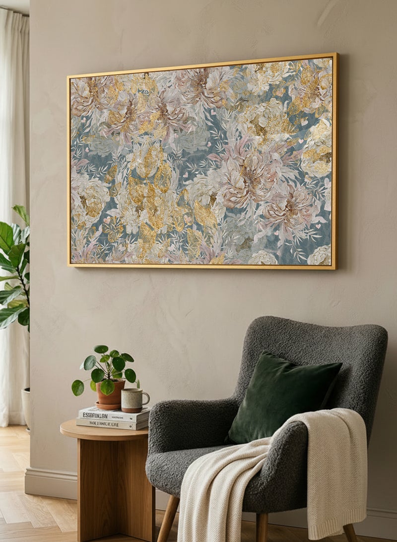 LOWHA Canvas Wall Art Stretched Over Wooden Frame with Gold Floating Frame and Abstract Design - Image 4