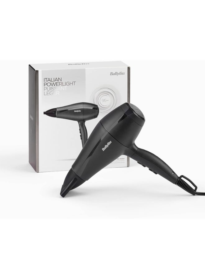 BaByliss Italian-made Hairdryer| 2000w Performance With High Torque Motor | Adjustable Speed Settings & Lightweight & Portable | Professional-grade Results With Italian Made Quality| 5910SDE Black - Image 3