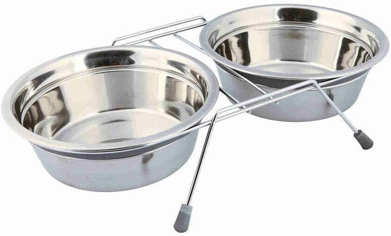 Trixie Eat on Feet Anti-Rattle Steel Bowl Set for Dogs - 1.5L - Image 1