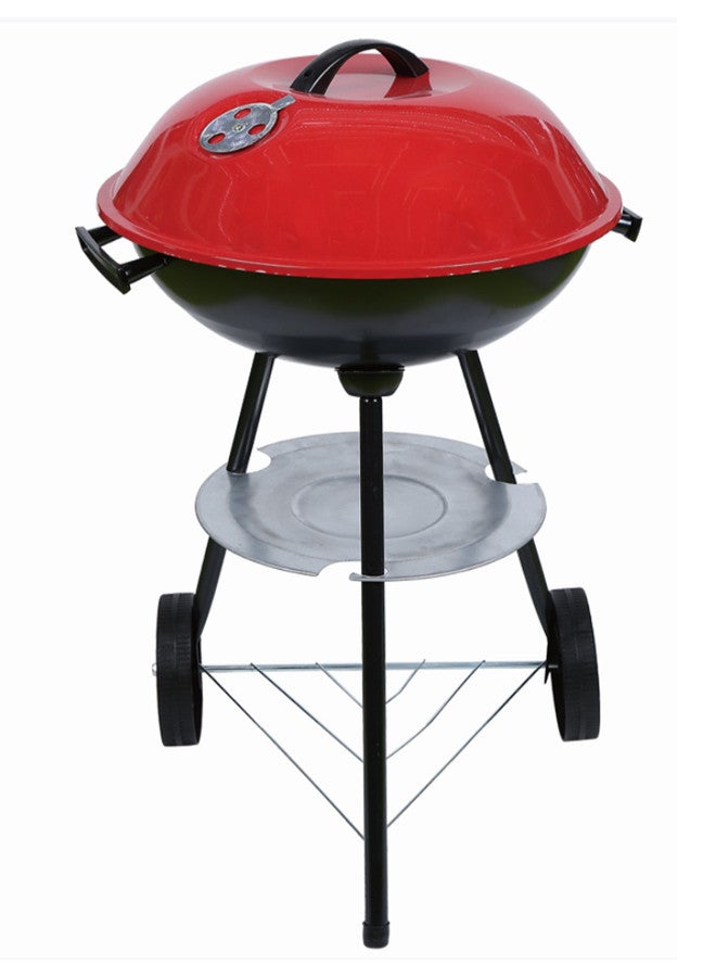 Portable Outdoor Barbecue Charcoal Grill With Air Control & Two Durable Wheels For Easy Transport Black/Red - Image 1