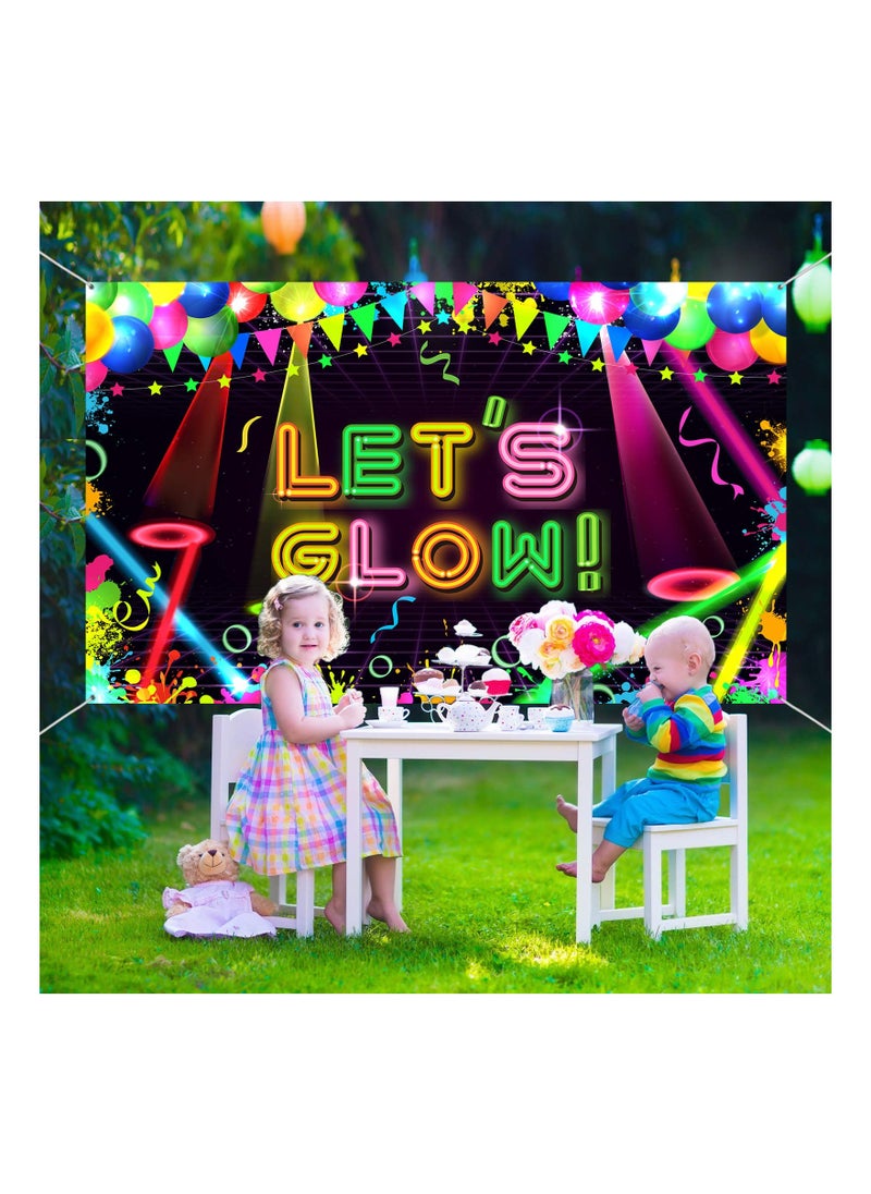 SYOSI - Birthday Party Background, Neon Party Backdrop Glow Themed Background Neon Fabric Backdrop Let Glow Party Neon Themed Birthday Party for Neon Themed Party Birthday Party(5.9 inches x 3.9 inches) - Image 1