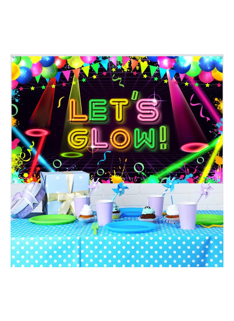 SYOSI - Birthday Party Background, Neon Party Backdrop Glow Themed Background Neon Fabric Backdrop Let Glow Party Neon Themed Birthday Party for Neon Themed Party Birthday Party(5.9 inches x 3.9 inches) - Image 1