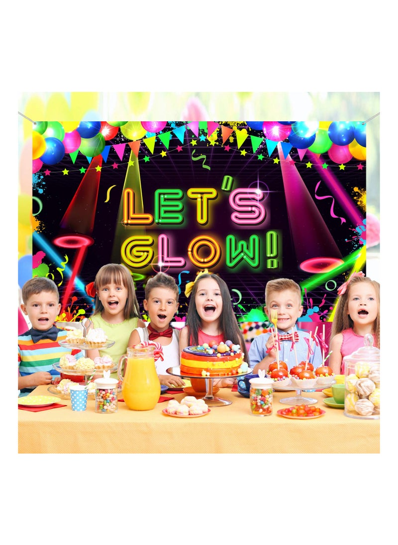 SYOSI - Birthday Party Background, Neon Party Backdrop Glow Themed Background Neon Fabric Backdrop Let Glow Party Neon Themed Birthday Party for Neon Themed Party Birthday Party(5.9 inches x 3.9 inches) - Image 1