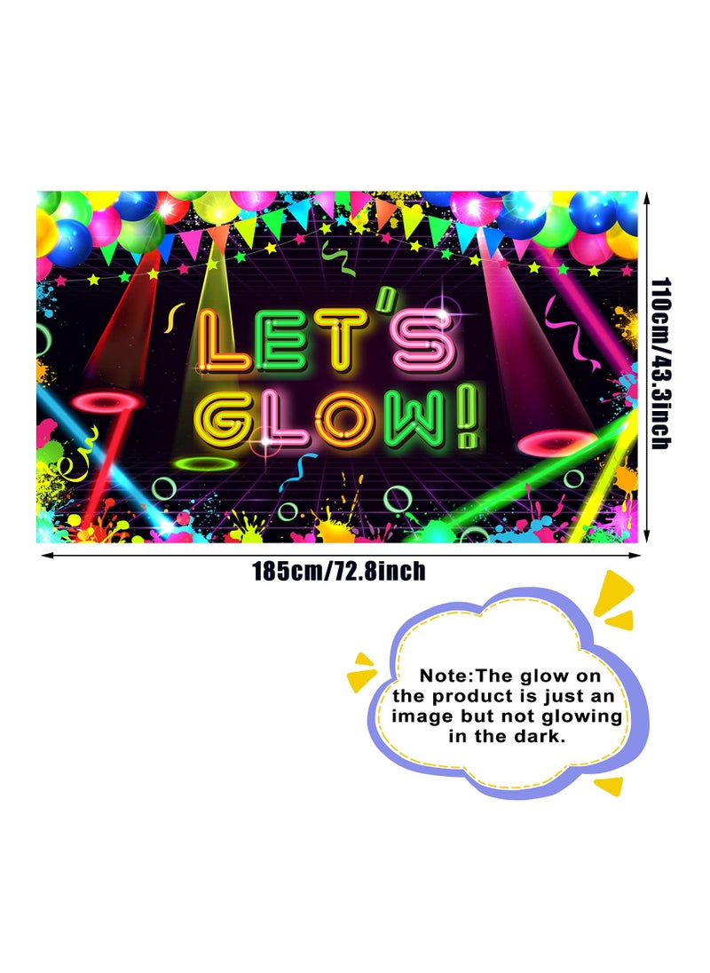 SYOSI - Birthday Party Background, Neon Party Backdrop Glow Themed Background Neon Fabric Backdrop Let Glow Party Neon Themed Birthday Party for Neon Themed Party Birthday Party(5.9 inches x 3.9 inches) - Image 1