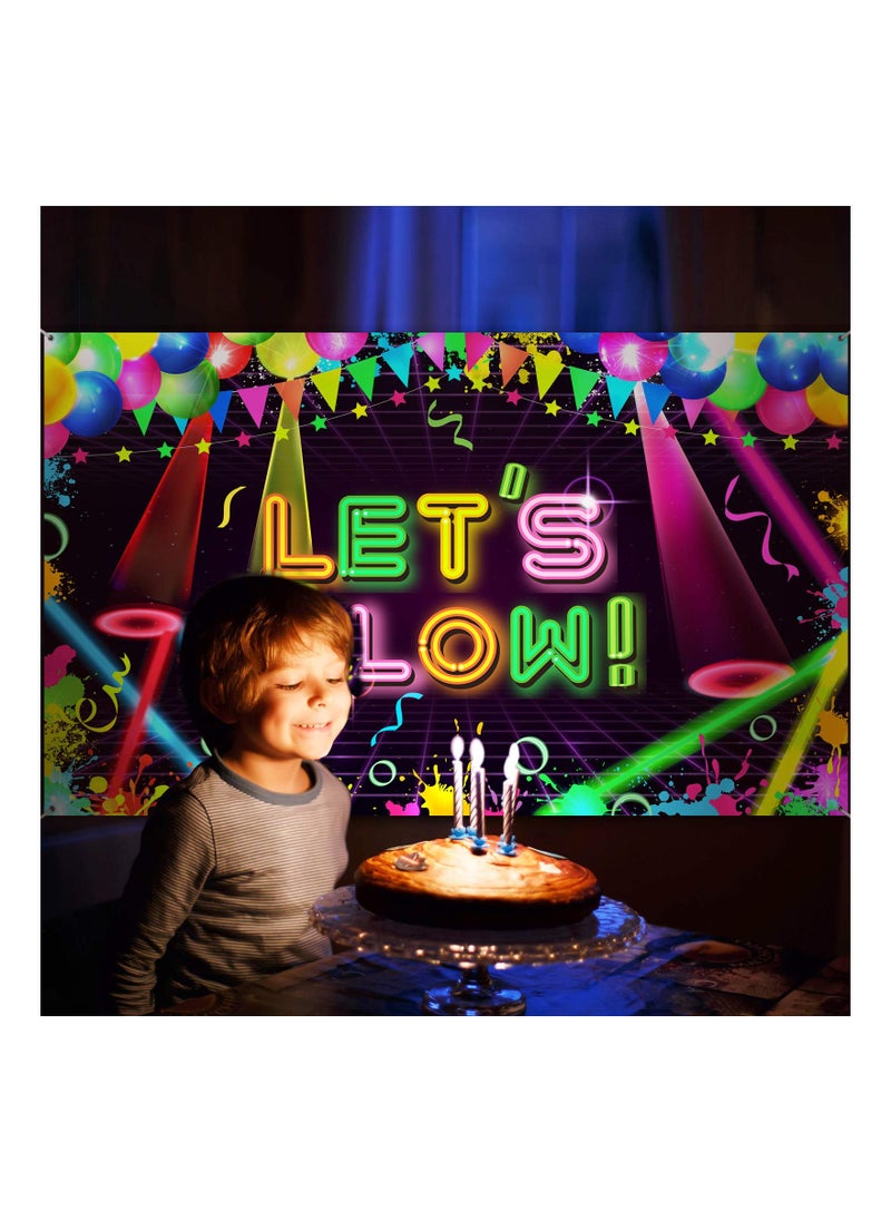 SYOSI - Birthday Party Background, Neon Party Backdrop Glow Themed Background Neon Fabric Backdrop Let Glow Party Neon Themed Birthday Party for Neon Themed Party Birthday Party(5.9 inches x 3.9 inches) - Image 1