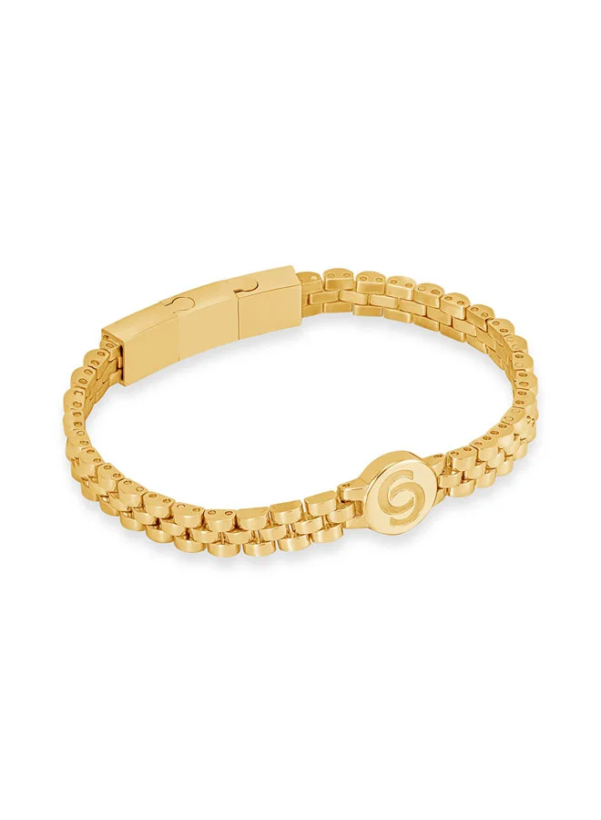 Nello Gold Round Chain Bracelet with Cutout C Logo