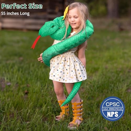 MorisMos Giant Snake Stuffed Animal Mommy with Babies & Eggs,Realistic Stuffed Snake Plush Toys for Kid Girl Boy 3 5 7 8 12,Long Green Boa Constrictor Anaconda Toys,Python Gift for Halloween Christmas - Image 3