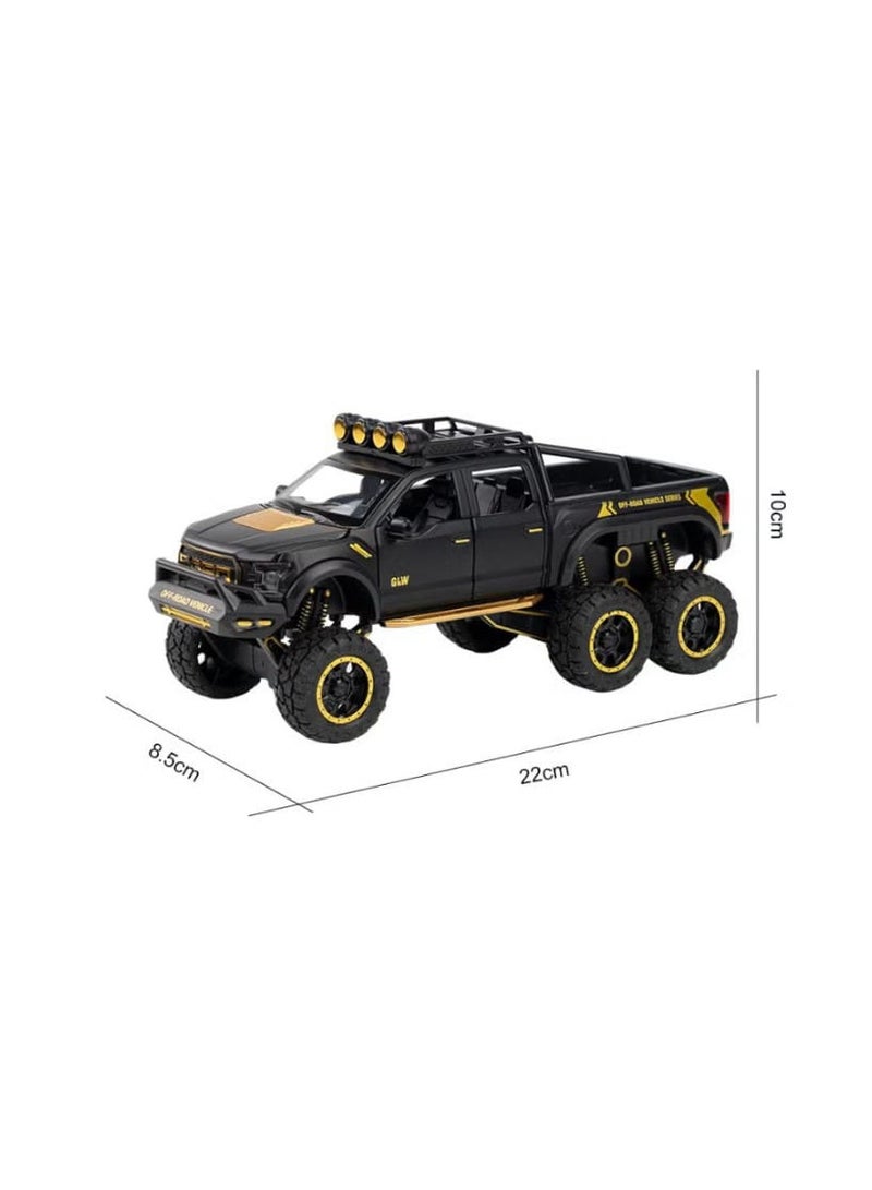 1:24 Scale Ford Raptor F150 Diecast Car Model, Zinc Alloy Pull Back Toy Car with Sound and Light, Openable Doors for Kids and Adults (Black) - Image 2