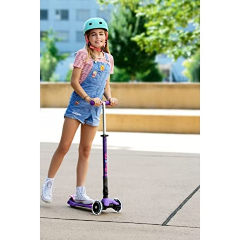 Micro Kickboard - Maxi Deluxe Foldable LED - Three Wheeled, Lean-to-Steer, Fold-to-Carry Swiss-Designed Micro Scooter for Kids with Motion-Activated Light-Up Wheels for Ages 5-12 (Purple) - Image 2