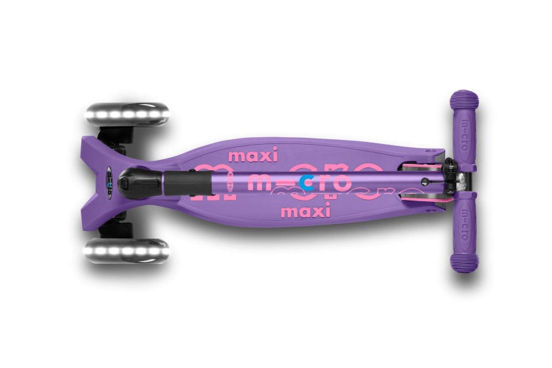 Micro Kickboard - Maxi Deluxe Foldable LED - Three Wheeled, Lean-to-Steer, Fold-to-Carry Swiss-Designed Micro Scooter for Kids with Motion-Activated Light-Up Wheels for Ages 5-12 (Purple) - Image 5