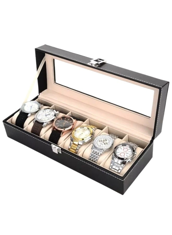 6 Grid Watch Box, Watch Storage Organizer, Bracelet Watch Jewelry Display Boxes - Image 3