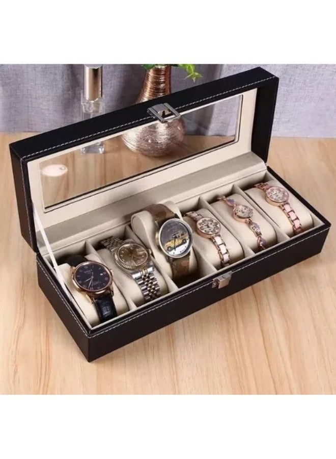 6 Grid Watch Box, Watch Storage Organizer, Bracelet Watch Jewelry Display Boxes - Image 4