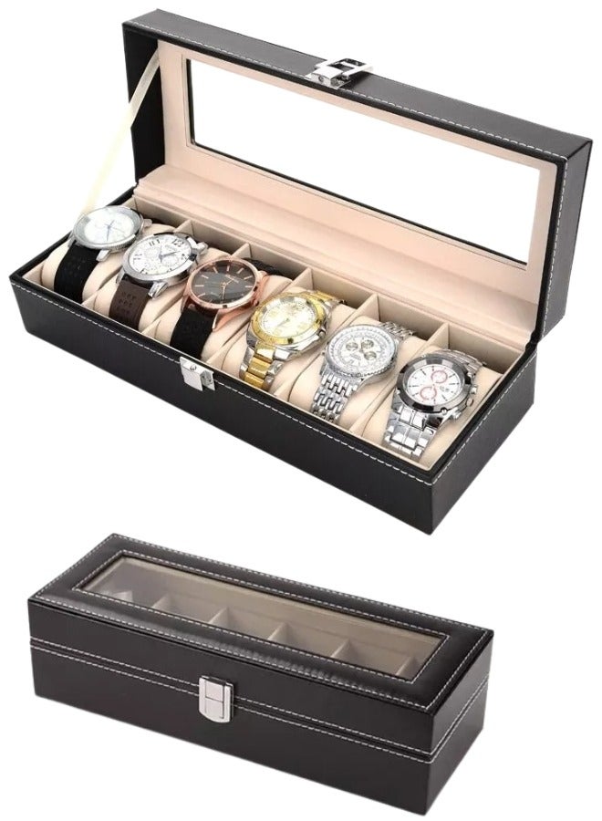 6 Grid Watch Box, Watch Storage Organizer, Bracelet Watch Jewelry Display Boxes - Image 1