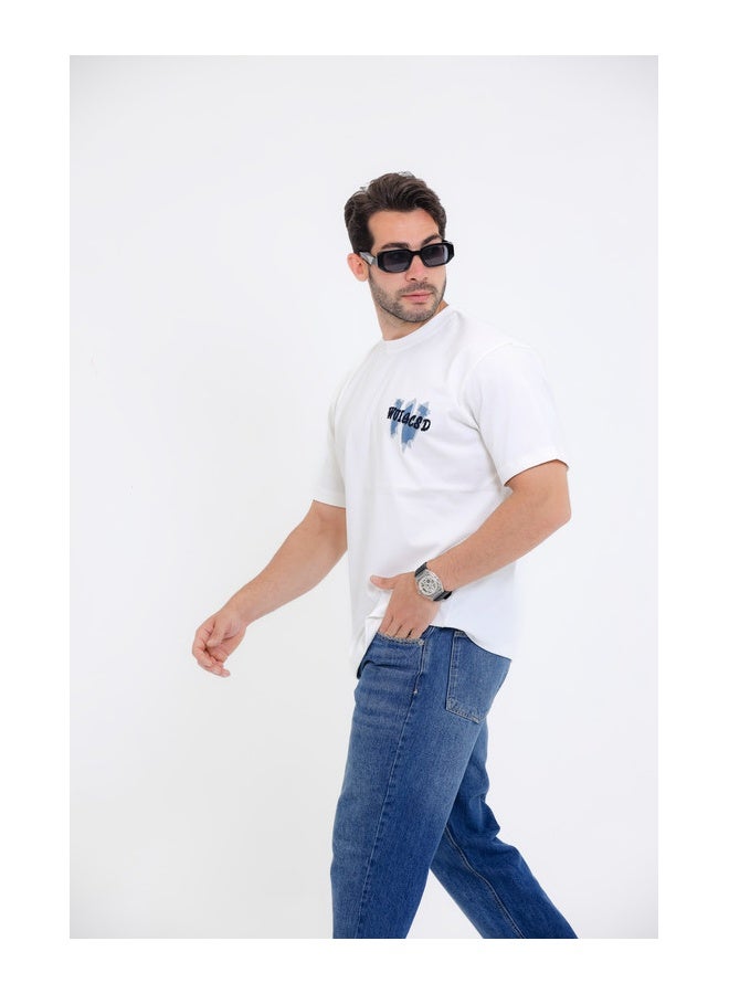 WHITE RABBIT Casual T-Shirt with ""WU14CSD"" Graphic Print - Image 4