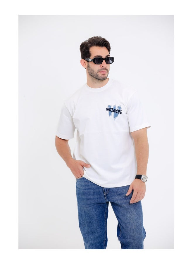 WHITE RABBIT Casual T-Shirt with ""WU14CSD"" Graphic Print - Image 1