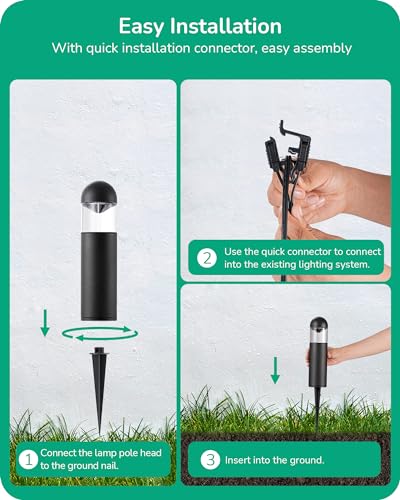 EDISHINE Low Voltage Landscape Lighting, 12V 3W 3000K Warm White, Electric Outdoor Bollard Lights with Connectors, Waterproof LED Pathway Driveway Walkway Lights Wired for Yard Garden - Image 5
