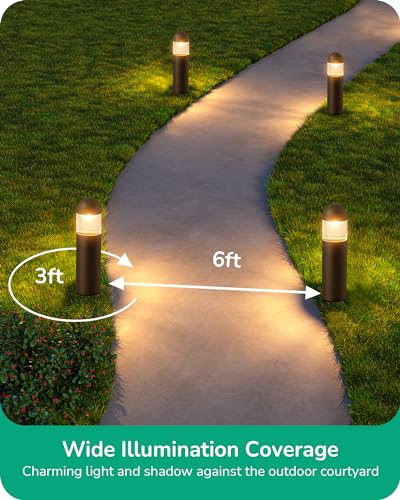 EDISHINE Low Voltage Landscape Lighting, 12V 3W 3000K Warm White, Electric Outdoor Bollard Lights with Connectors, Waterproof LED Pathway Driveway Walkway Lights Wired for Yard Garden - Image 3