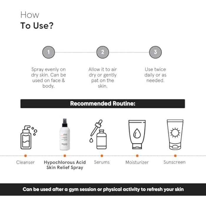 Minimalist Hypochlorous Acid Spray for Acne, Eczema & Redness Relief | Soothes & Purifies Skin Post Workout & Prevents Breakouts | Gentle on Skin HOCL Formulation | for Women & Men | 7.44 Fl Oz/220ml - Image 4