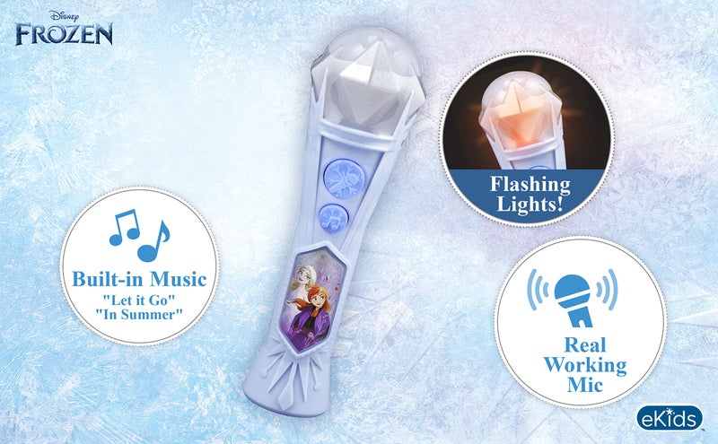 eKids Disney Frozen Sing Along Microphone for Kids, Built in Music, Flashing Lights, Pretend Mic, Toys for Kids - Image 5