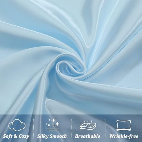 Rylan Pillow Cover RYLAN Satin Silk Pillow Cover for Hair and Skin 2 Piece with 3 Piece |Silk Pillow Covers with Envelope Closure end Design|Silk Pillow Cases 600 TC (Sky Blue) - Image 3