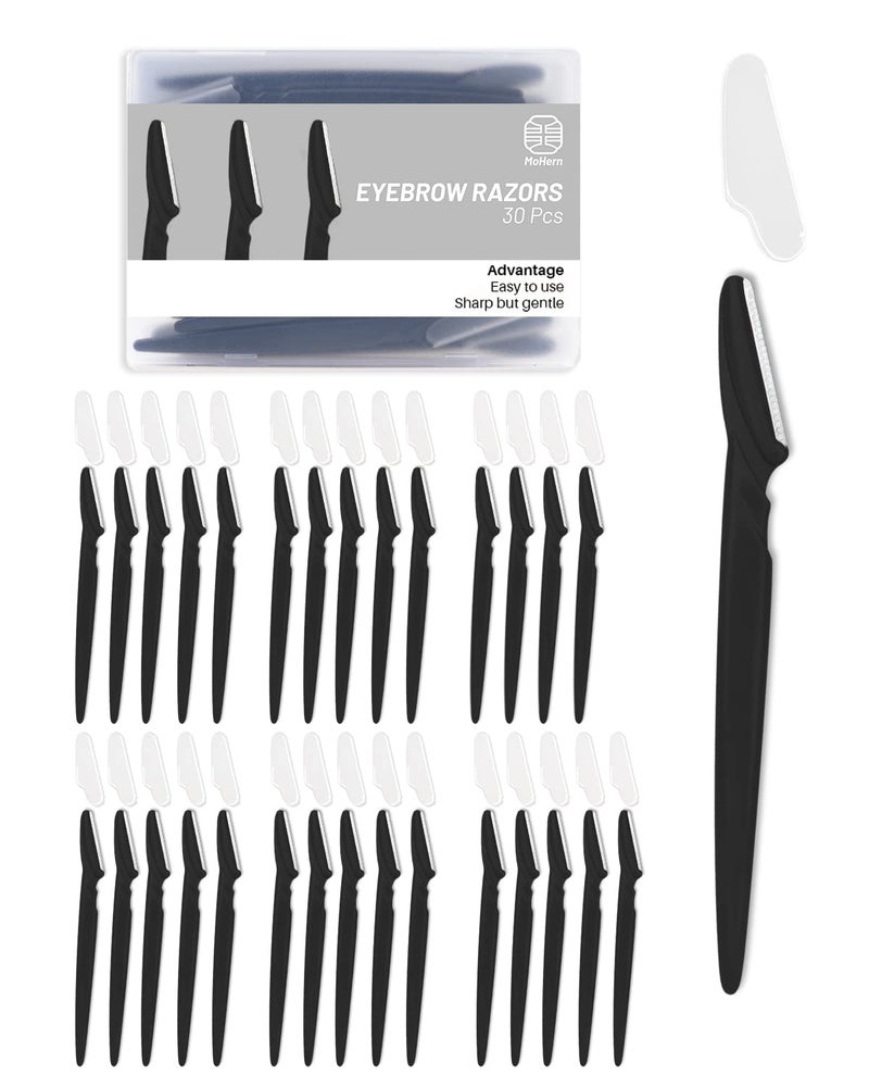 MoHern Dermaplaning Tool for Face, 30 Pcs Dermaplane Razor for Face, Multipurpose Face Razors for Women and Men, Black - Image 1