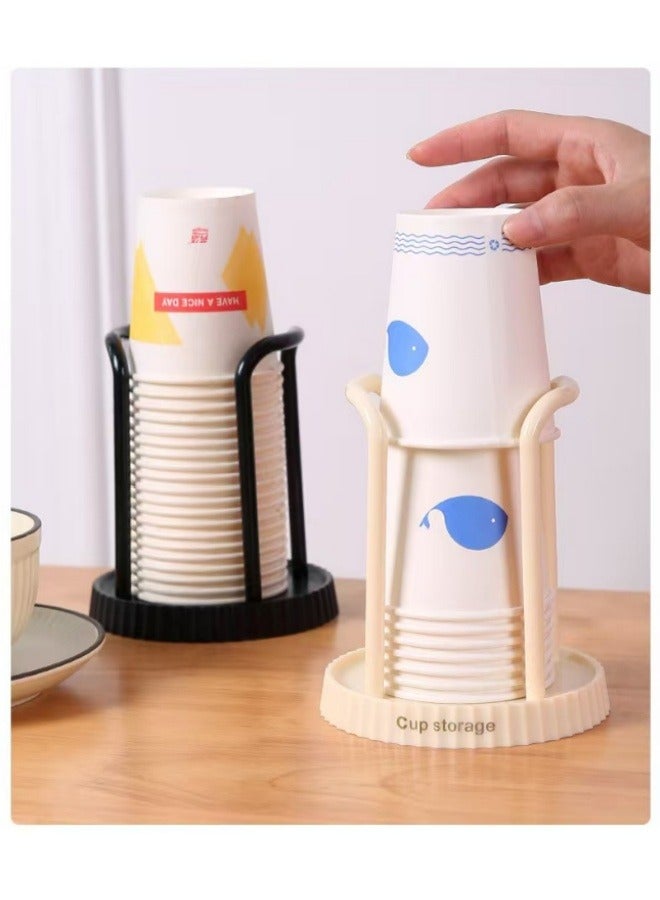 حامل أكواب ورقية للاستخدام مرة واحدة لتخزين الأكواب، حامل أكواب ماء، صينية أكواب قهوة، رف تصريف، رف أكواب، بيج - Image 2