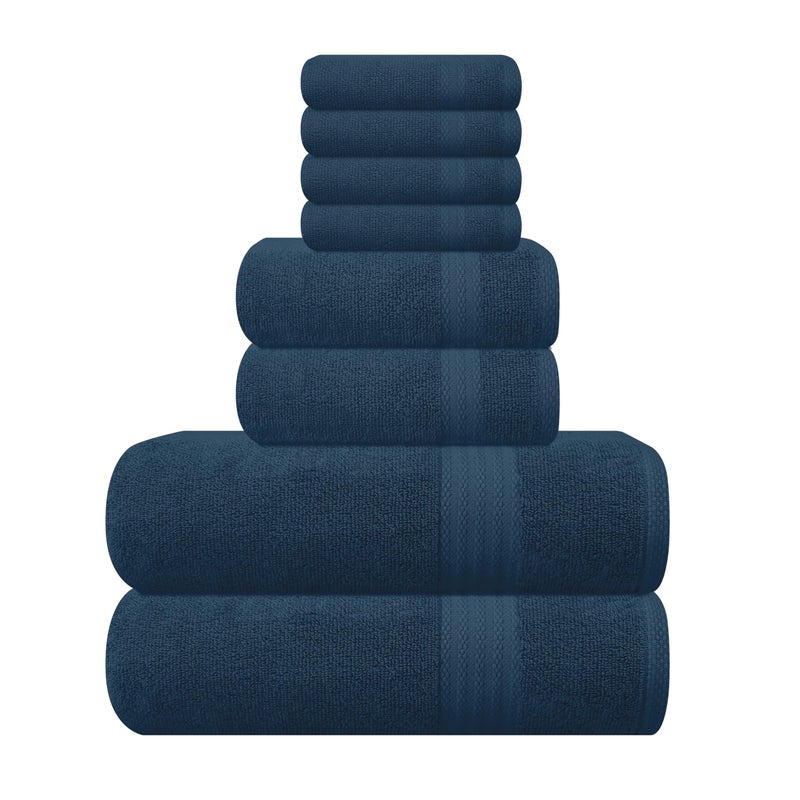GLAMBURG Ultra Soft 8-Piece Towel Set - 100% Pure Ring Spun Cotton  Contains 2 Oversized Bath Towel 27x54  2 Hand Towel 16x28  4 Wash Cloths 13x13- Ideal for Everyday use  Hotel & Spa - Mineral Blue - Image 1